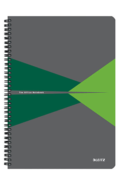 Leitz Caiet spiralat de birou A4 cu copertă verde PP, cu linii