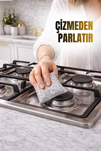grimorlife 3 Adet Simli Telli Bulaşık Süngeri | Çizmez, Dayanıklı, Güçlü Temizlik