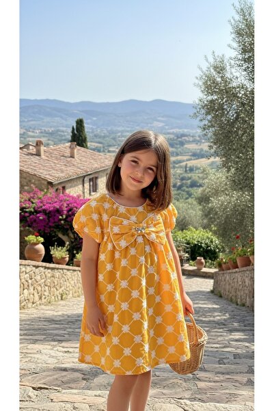 HÇ Hülya Çelik KİDSWEAR 2018 Rochie pentru fete din bumbac, brodată, cu detal...