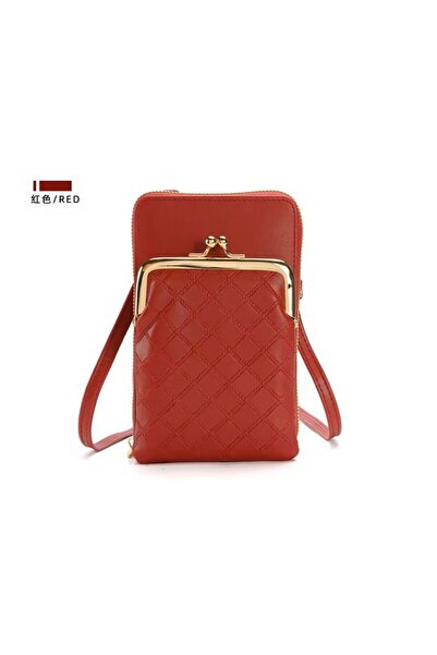 Vividora Red shoulder bag for women with 3 zippered compartments and adjustab...