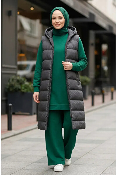 sefamerve Slit Detailed Tracksuit Set 3083-22 Emerald Green