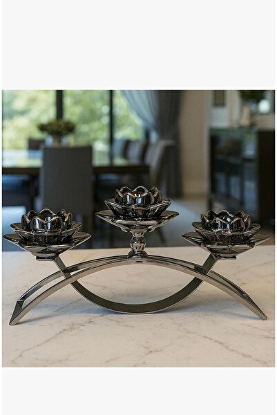 FLTS Dekoratif Gümüş Köprülü Şamdanlık | ev dekorassyon | yemek masası | masa...