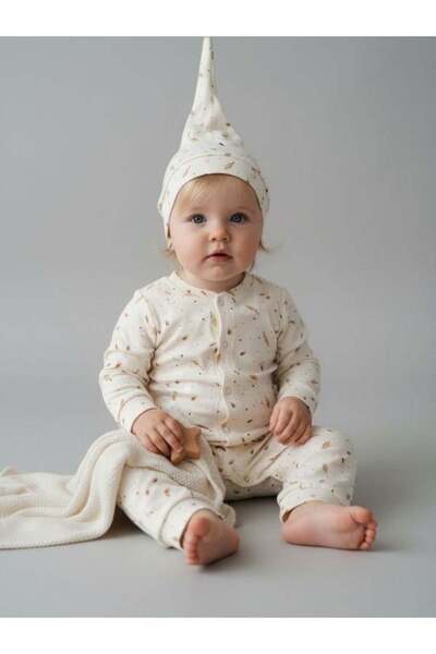 Zekids Baby Cotton down Patterned Rompers with Snap Hats and Without Booties