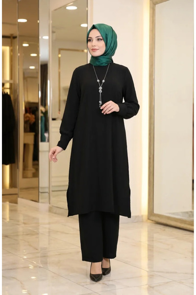 sefamerve Aerobin Fabric Tunic Pants Double Set 4144-04 Black