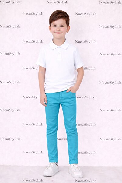 Nacar Unisex Çocuk 23 Nisan 29 Ekim Renkli Pantalon Beyaz Lakost Takım - Lako...