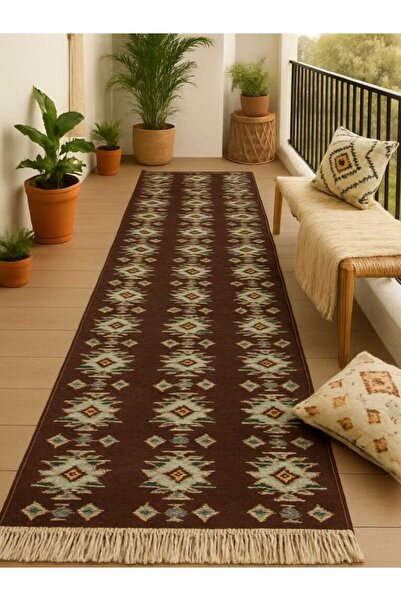 OEM Hall Carpet, Woven, Double-Sided, Size 60 x 400 cm Brown and Cream, Rusti...