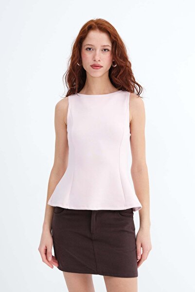 Addax Crew Neck Peplum Blouse A10601