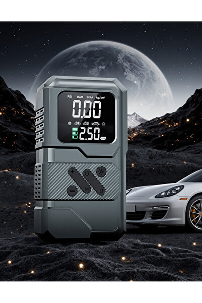 RKY SERENITY 12.000 mAh Şarjlı Taşınabilir Araç Akü Şarj Takviyeli Işıklı Hava Kompresörü Powerbankli