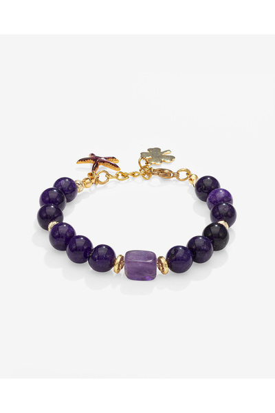 TARZ-I TAKI Natural Stone 10 mm Purple Amethyst Stress&Anxiety Women's Bracelet