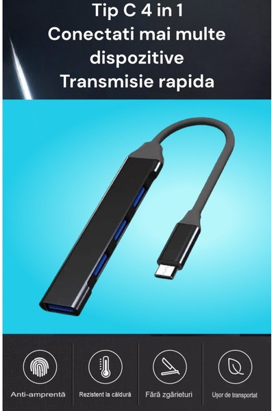OEM USB tip C portabil 4 in 1, masina, multiport, compatibil dispozitive MacB...