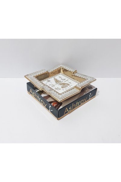 renkli çiçekler Ashtray 12.5X12.5 cm Gilded Patterned Ceramic Ash Tray
