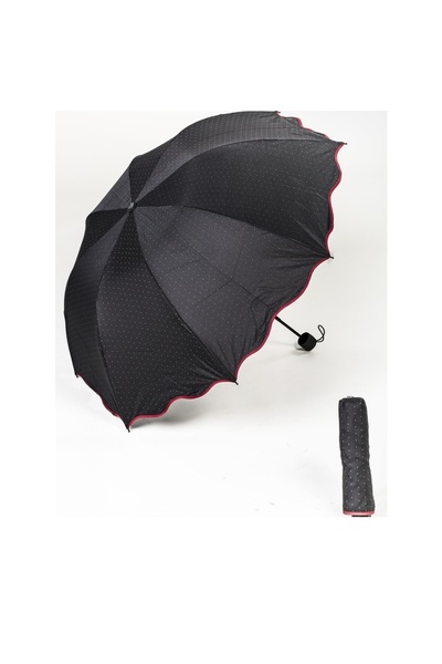 ELEVEN MARKETS Siyah Mini Puantiye Kadın Şemsiye Siyah