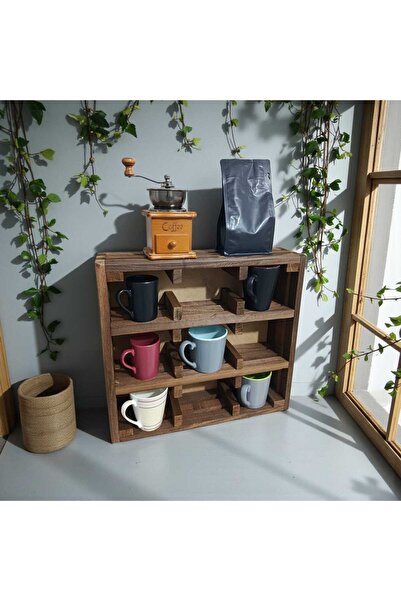 Wood Atölye Ahşap kahve kupası Rafı ahşap raf