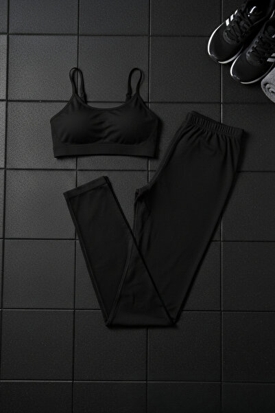 Andro Wear Women's Sports Set Padded Half Tank Top & Modal Leggings