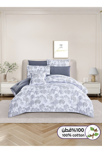 Melen طقم مفرش سرير صيفي مزدوج قطن 100% - 8 قطع - يناسب سرير بمقاس 200x200 - ...