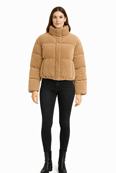 TRENDMALLAVM Velvet / Kadife Kısa Şişme Mont