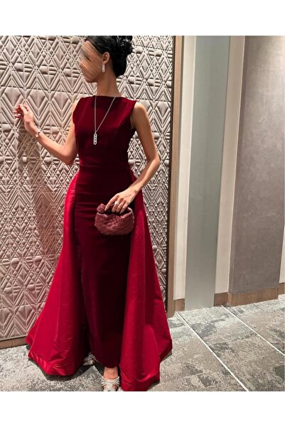 Genenic فستان هبه بلون الترند وذيل وورده من الخلف