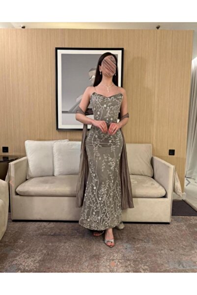 Genenic فستان سهرة انيق بلون الرمادي الجذاب