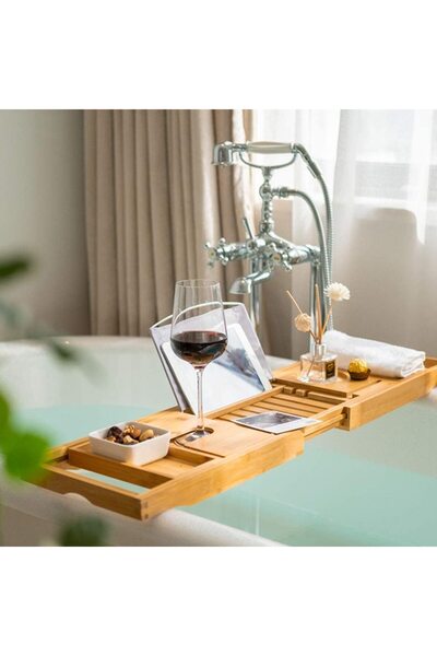 Selgot Expandable Bamboo Bathtub Support, 75-112 cm