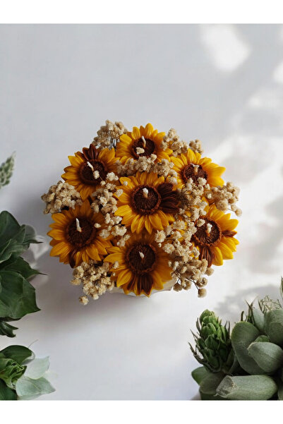 RivelCandle باقة شموع دوار الشمس في سلة هدايا دوار الشمس