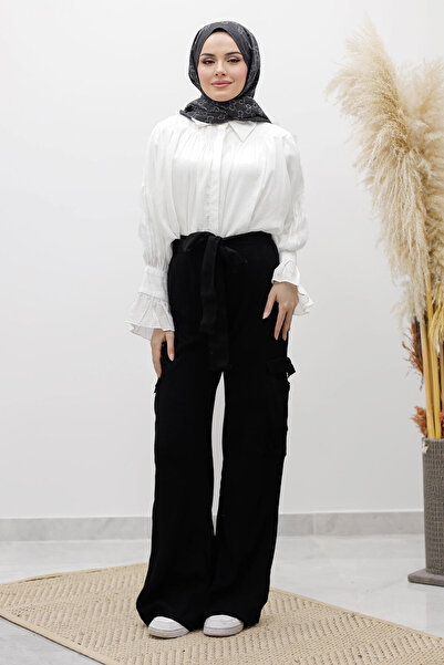 Tesettür Dünyası Cargo Pocket Knitwear Trousers Tsd260124 Black