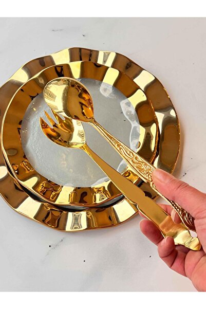 ROSSEV Salad Serving Tongs Gold Metal Embellished – Classic Model