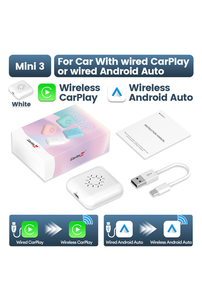 Choice1 محول لاسلكي صغير أبيض أصلي من ماركة كارلينكيت 5.0 ميني ألترا، يدعم نظ...