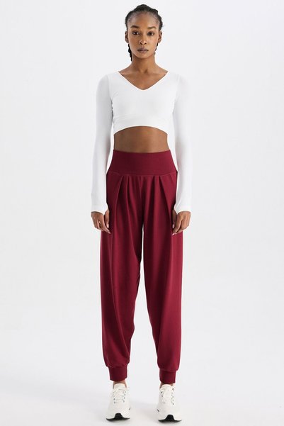 COMEUP Soft Kumaş Dokulu Dikişsiz Jogger Pantolon Scarlet Kırmızısı