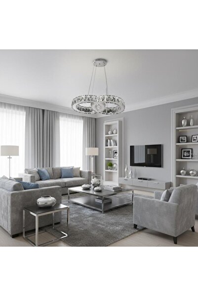 Elizim Home Lighting Sonsuz Kristal Taşlı Ledli Avize