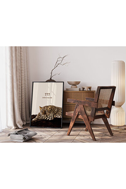 luxorpixels ÇERÇEVESİZ 777 Leopar Duvar Posteri Siyah ve Bej, 777 Angel Numbe...