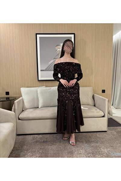 Genenic فستان بني راقي وانيق