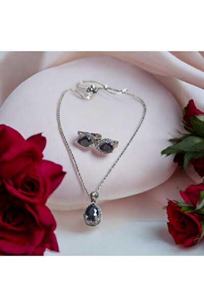 OEM Set bijuterii argint 925, piatra neagra zircon