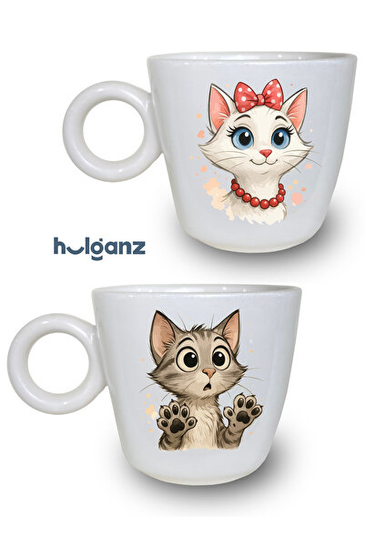 Hulganz Handmade 2-Piece Ceramic Cake and Teapot Patterned Tea Coffee Cup Mug