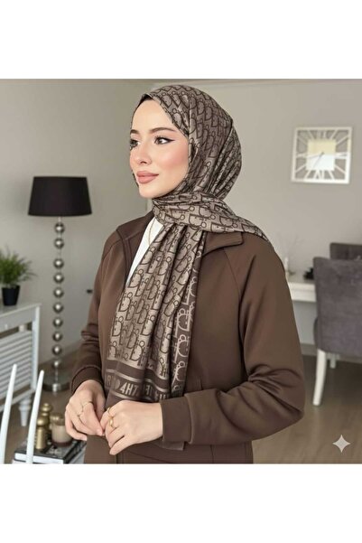 sevimiascarf D DESEN ÇİFT TARAFLI JAKAR İPEKSİ KAŞMİR ŞAL - KAHVERENGİ