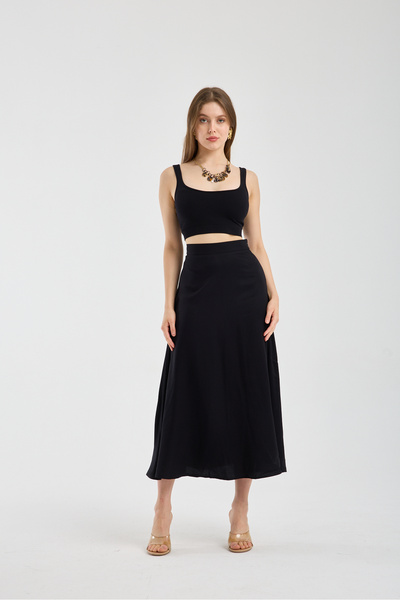 winmoda Flowy Flared Long Skirt – Side Zipper, Hijab Compatible 94/96 cm