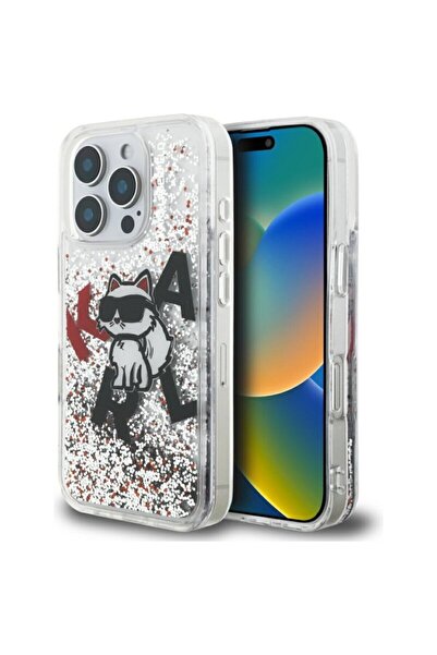 Karl Lagerfeld Carcasă transparentă cu sclipici lichid pentru iPhone 16 Pro M...