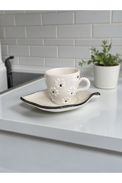 Artistic Quality Decorative Black Daisy Embroidered, Embossed Leaf Detailed T...