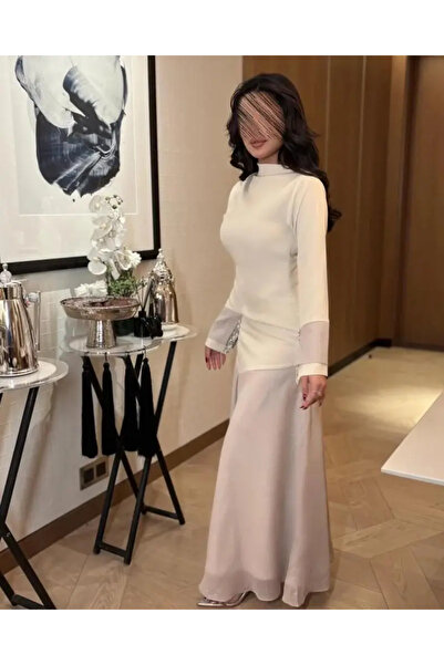 Genenic فستان بيج فاتح انيق