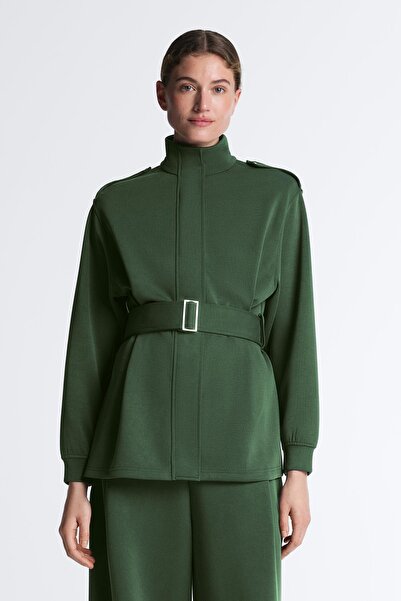Oysho Long utility jacket with cotton and modal twill belt