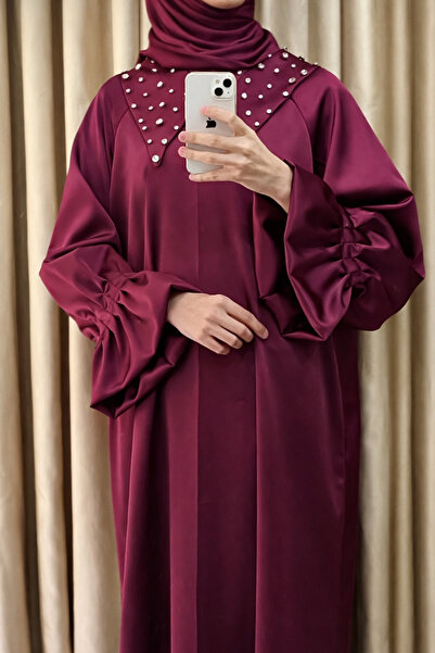 Butik With Amal Alaya Standart Kalıp Taş Detaylı Elbise