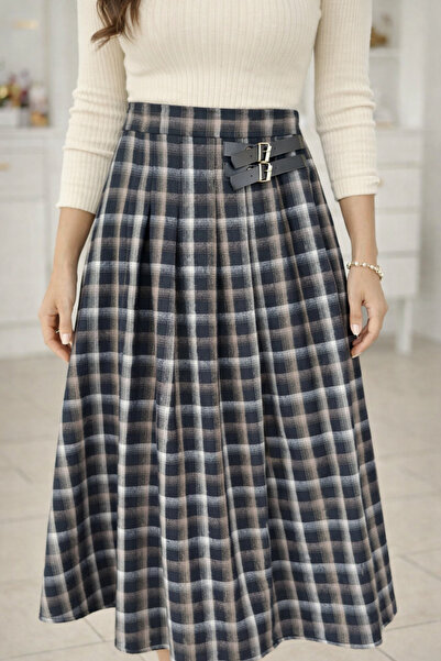 Store Ekose desenli pili seli Tokal’ı MIDI etek