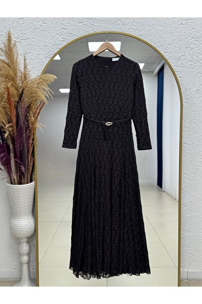 MİHRA STORE Ayça Lace Textured Tulle Dress-Pa9811 Brown