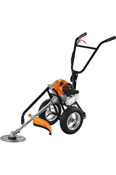 Kraft Brushcutter, petrol lawn mower with wheels, 2-stroke engine, 5.2 HP,