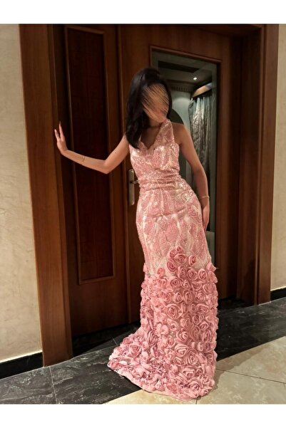 Genenic فستان فتخر بلون وردي ناعم