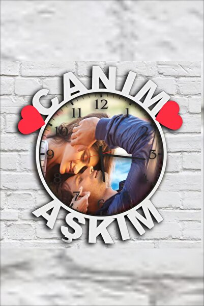 HEDİYE HOUSE Sevgililer Gününe Özel Canım AŞKIM Yazılı Duvar Saati 28 cm Mdf ...
