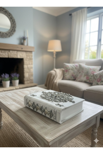 Zeugma Home Designs Kitap Kutu,El Boyaması Ahşap Kitap Kutusu,Dekoratif Kutu,...