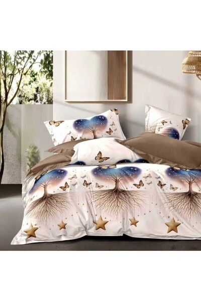 Pucioasa Finet elastic bed linen, 6 pieces, Tree with butterflies and stars