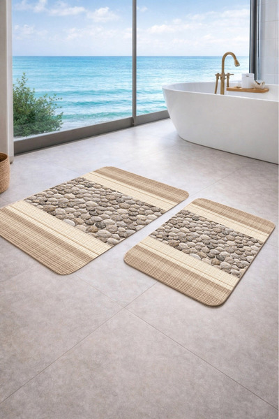 Decomia Home Неплъзгаща се, подходяща за пране, двойна модерна баня килимче о...