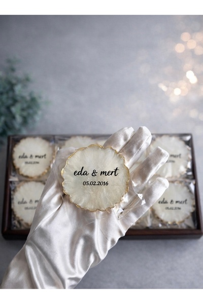 Markasız ucuz Kişiye Özel Gold Varaklı Magnet – İsim & Tarih Yazılı Nikah Düğ...