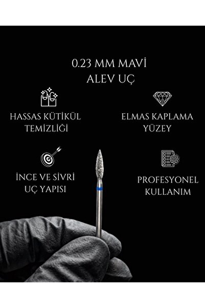 Rulia Professional RULIA 0.23 mm Mavi Alev Elmas Freze Ucu | Hassas Kütikül v...